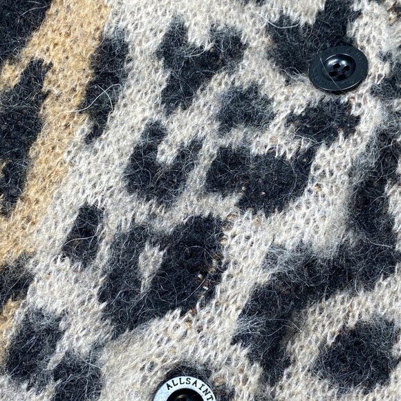 AllSaints Women’s Wick Cropped Mohair Cardigan – Leopard Brown – Size S - Picture 2 of 8